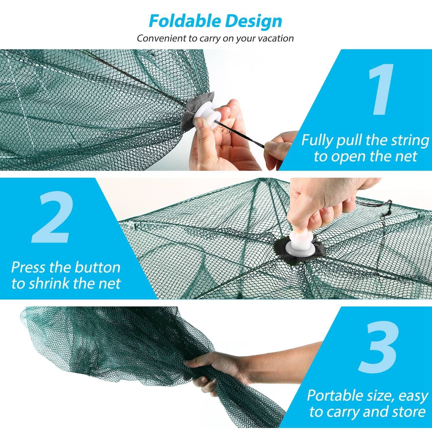 Fishing Trap Net Portable Folded Fishing Bait Trap Shrimp Minnow Crab Bait Net - Renee Lane Company