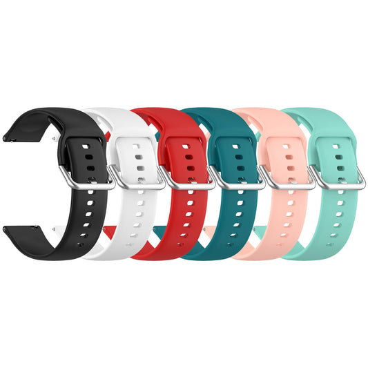 Silicone watch wrist strap set, 6 pack with mixed colors and metal buckle