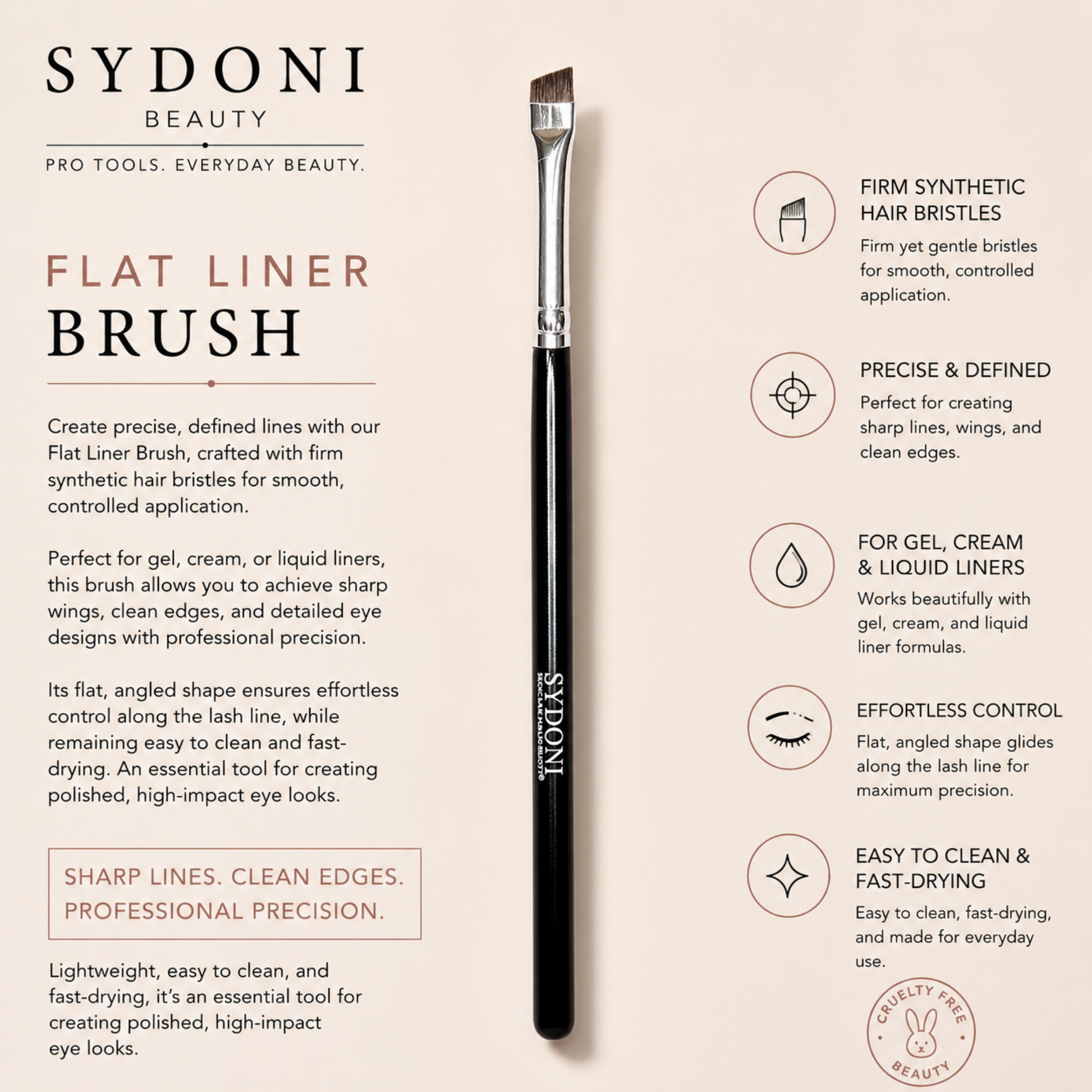 SYDONI FLAT LINER BRUSH - Synthetic Hair Bristles - Renee Lane Company
