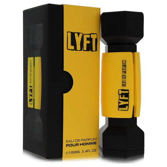 Flavia Lyft eau de parfum spray bottle with black cap and yellow label, 100 mL