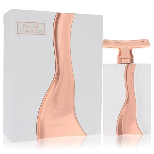Women's perfume bottle with rose-gold cap and white box