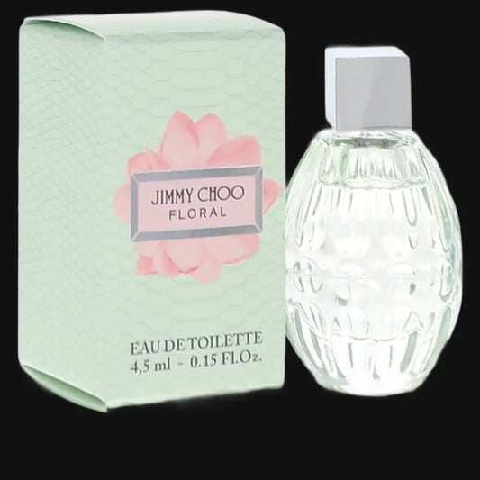 Women's Jimmy Choo Floral Eau de Toilette set: mint box and clear bottle with square cap.