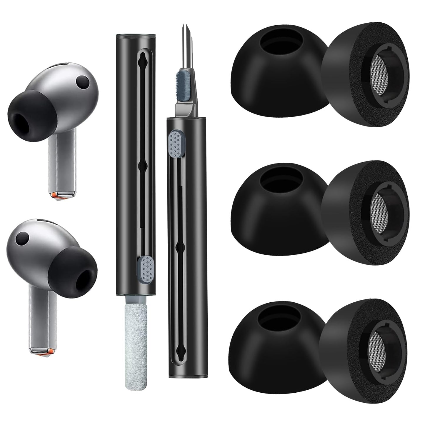 Foam Ear Tips for Samsung Galaxy Buds3 Pro - Ultimate Comfort and Unshakeable Fit with Memory Foam Earbud Tips Earbud Replacement Tips with Cleaning Pen - M - Renee Lane Company