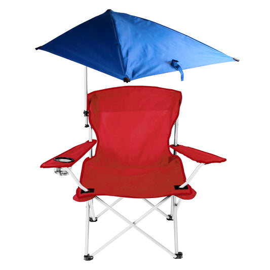 Foldable Beach Chair with Detachable Umbrella Armrest Adjustable Canopy Stool with Cup Holder Carry Bag for Camping Poolside Travel Picnic Lawn Chair - Renee Lane Company