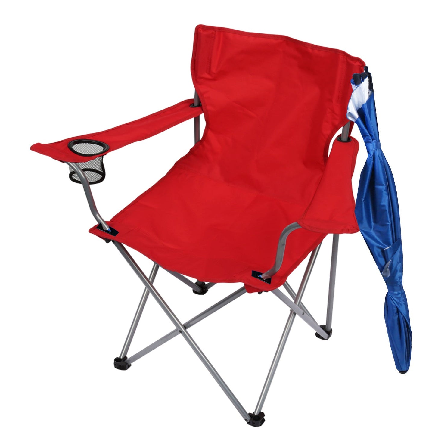 Foldable Beach Chair with Detachable Umbrella Armrest Adjustable Canopy Stool with Cup Holder Carry Bag for Camping Poolside Travel Picnic Lawn Chair - Renee Lane Company