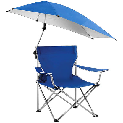 Foldable Beach Chair with Detachable Umbrella Armrest Adjustable Canopy Stool with Cup Holder Carry Bag for Camping Poolside Travel Picnic Lawn Chair - Renee Lane Company