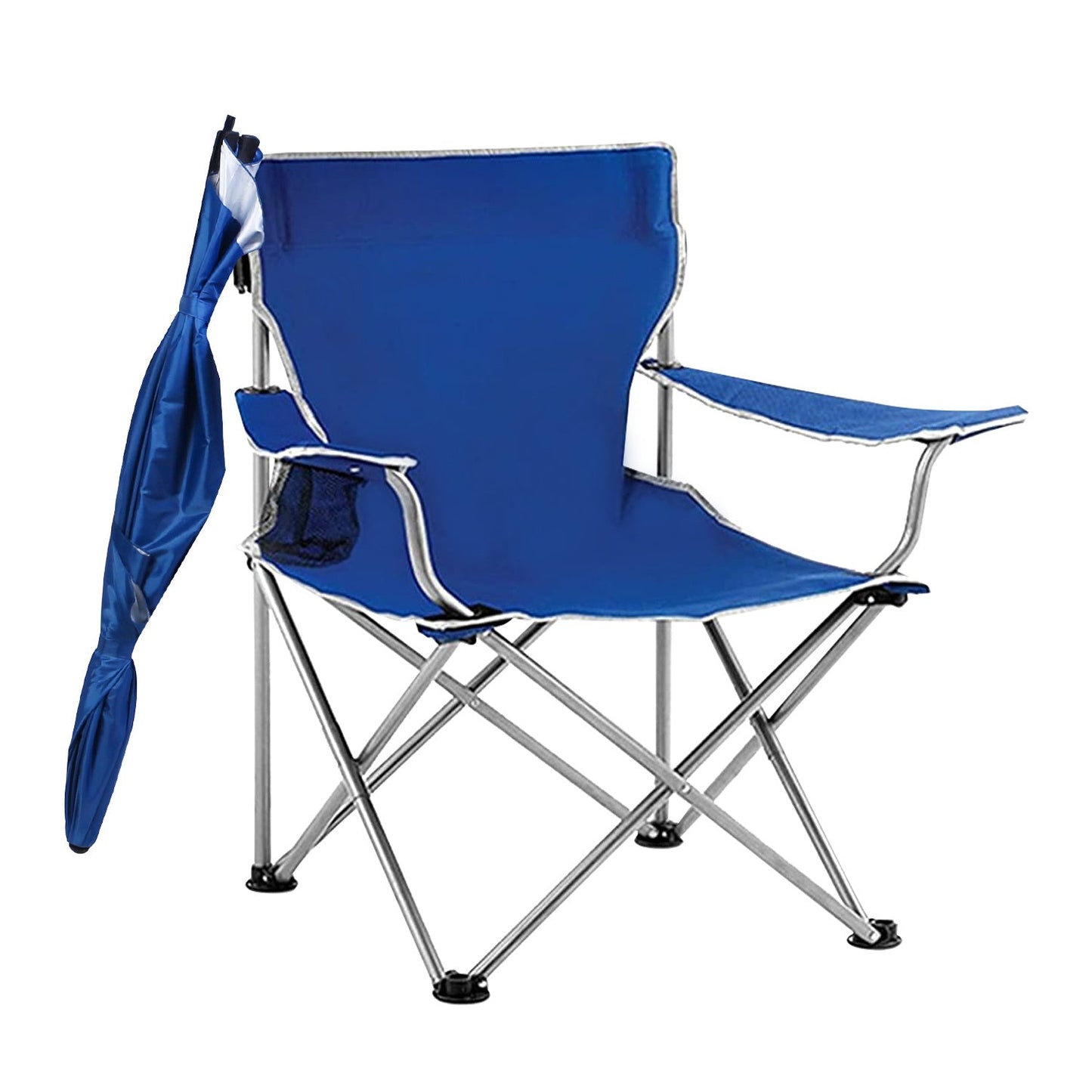 Foldable Beach Chair with Detachable Umbrella Armrest Adjustable Canopy Stool with Cup Holder Carry Bag for Camping Poolside Travel Picnic Lawn Chair - Renee Lane Company