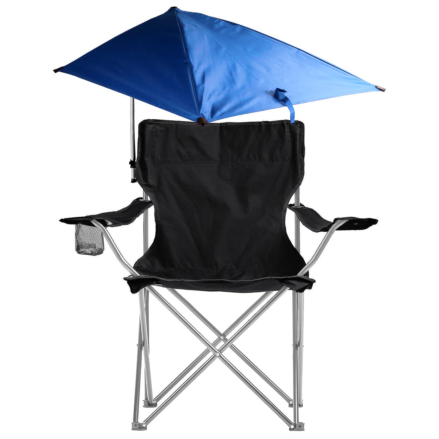 Foldable Beach Chair with Detachable Umbrella Armrest Adjustable Canopy Stool with Cup Holder Carry Bag for Camping Poolside Travel Picnic Lawn Chair - Renee Lane Company