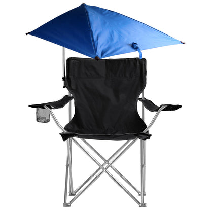 Foldable Beach Chair with Detachable Umbrella Armrest Adjustable Canopy Stool with Cup Holder Carry Bag for Camping Poolside Travel Picnic Lawn Chair - Renee Lane Company