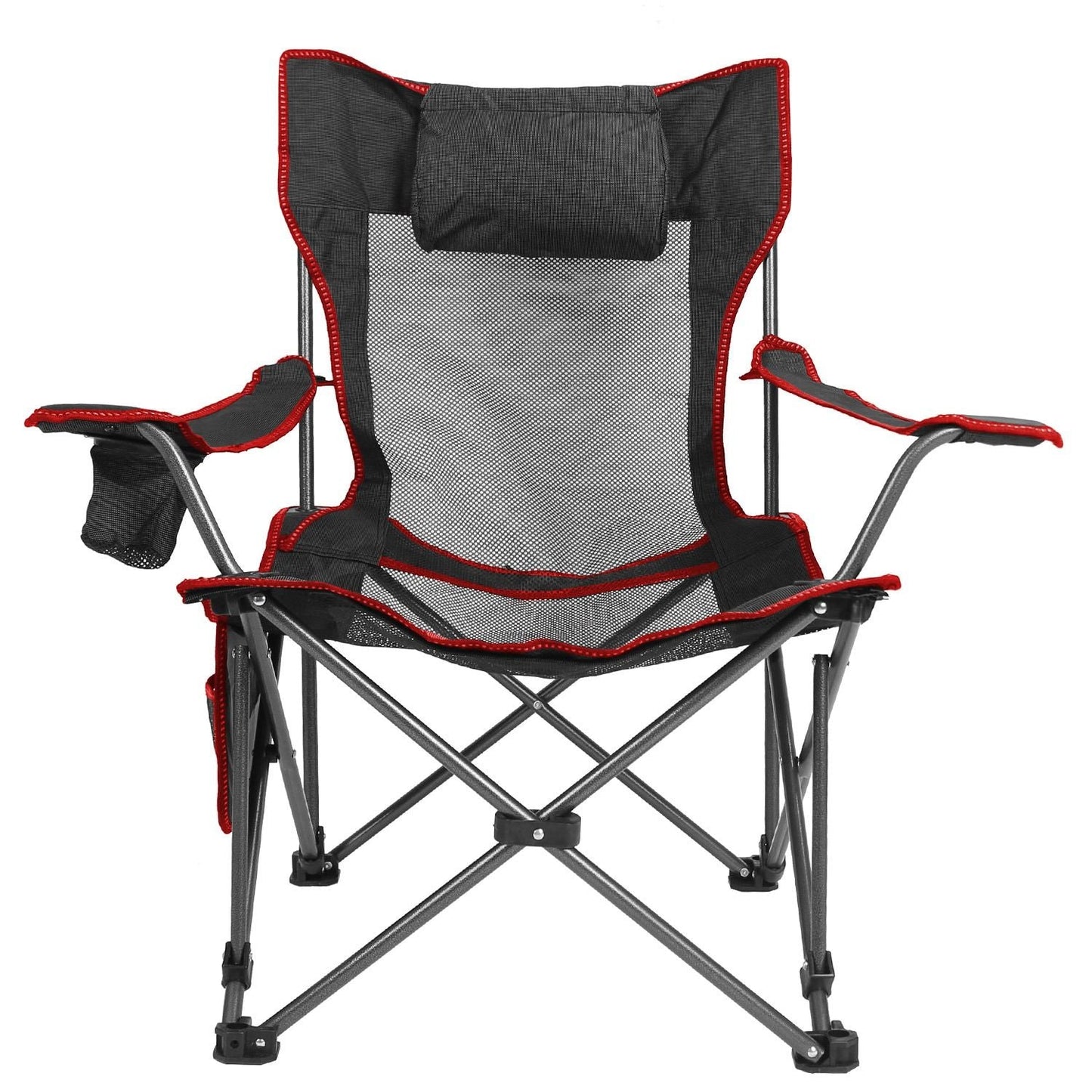 Foldable Camping Chair 330LBS Load Heavy Duty Steel Lawn Chair Collapsible Chair with Reclining Backrest Angle Cup Holder Pillow Side Pocket Carry Bag - Renee Lane Company