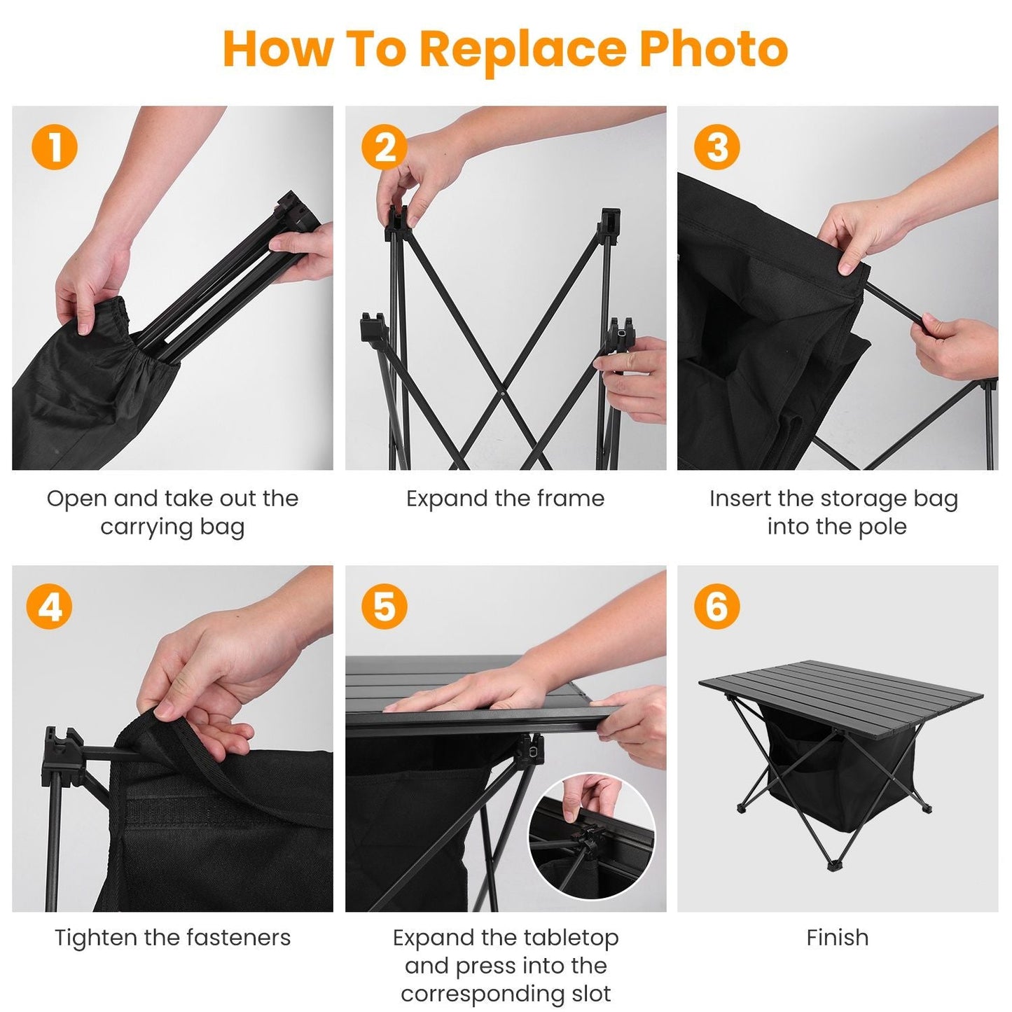 Foldable Camping Table With Storage Basket Rustproof Portable Aluminum Alloy Roll-Up Camping Table - Renee Lane Company