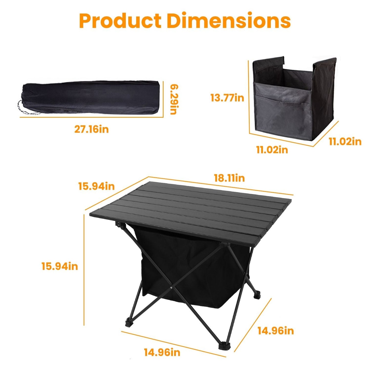 Foldable Camping Table With Storage Basket Rustproof Portable Aluminum Alloy Roll-Up Camping Table - Renee Lane Company