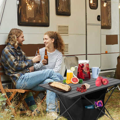 Foldable Camping Table With Storage Basket Rustproof Portable Aluminum Alloy Roll-Up Camping Table - Renee Lane Company