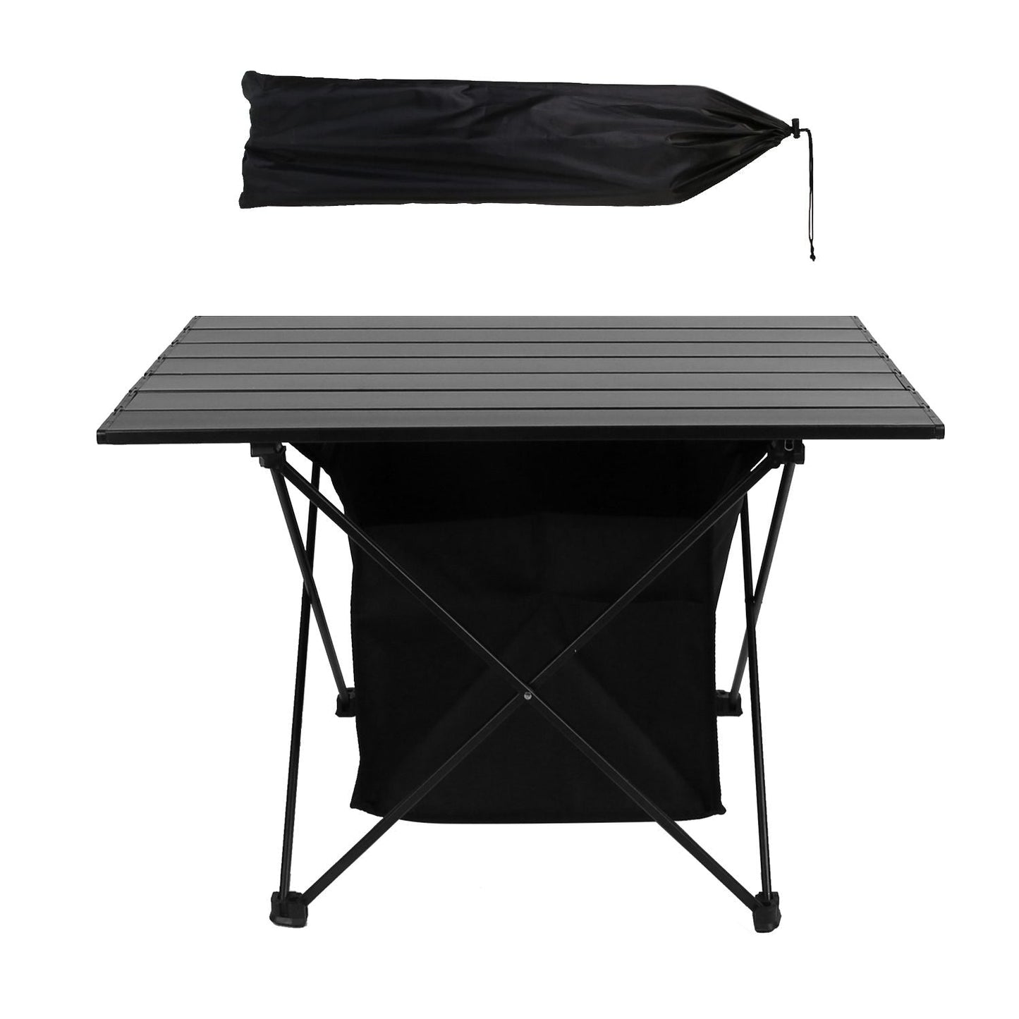 Foldable Camping Table With Storage Basket Rustproof Portable Aluminum Alloy Roll-Up Camping Table - Renee Lane Company