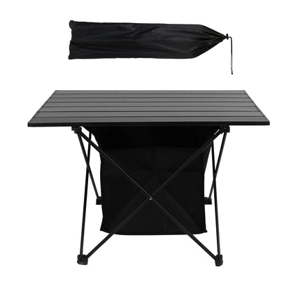Foldable Camping Table With Storage Basket Rustproof Portable Aluminum Alloy Roll-Up Camping Table - Renee Lane Company