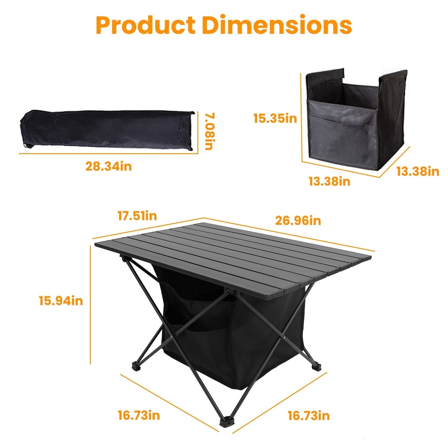 Foldable Camping Table With Storage Basket Rustproof Portable Aluminum Alloy Roll-Up Camping Table - Renee Lane Company
