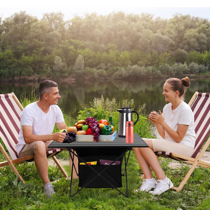 Foldable Camping Table With Storage Basket Rustproof Portable Aluminum Alloy Roll-Up Camping Table - Renee Lane Company