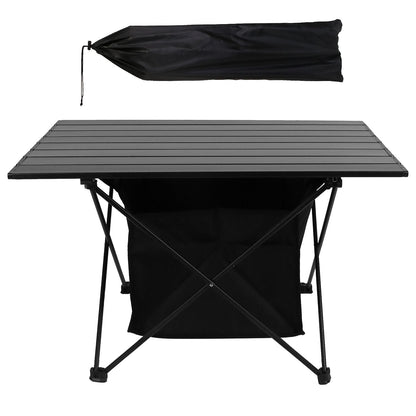 Foldable Camping Table With Storage Basket Rustproof Portable Aluminum Alloy Roll-Up Camping Table - Renee Lane Company
