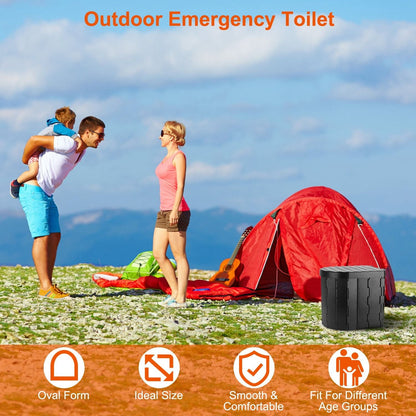 Foldable Emergency Toilet Portable Porta Potty for Car Travel Camping Boating Hiking Cleanable Travel Commode with Lid Carry Bag 1 Roll Garbage Bags - Renee Lane Company