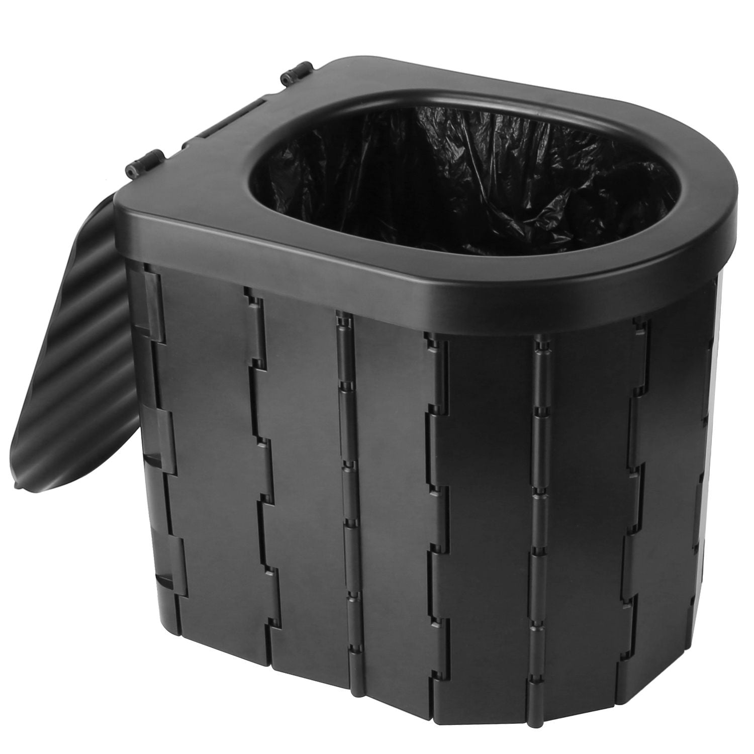 Foldable Emergency Toilet Portable Porta Potty for Car Travel Camping Boating Hiking Cleanable Travel Commode with Lid Carry Bag 1 Roll Garbage Bags - Renee Lane Company