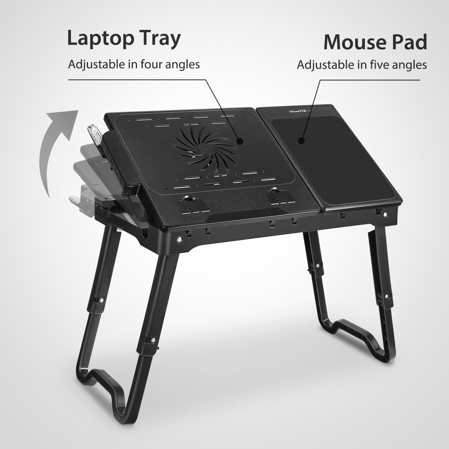 Foldable Laptop Table Bed Notebook Desk with Cooling Fan Mouse Board LED light 4 xUSB Ports Breakfast Snacking Tray - Renee Lane Company