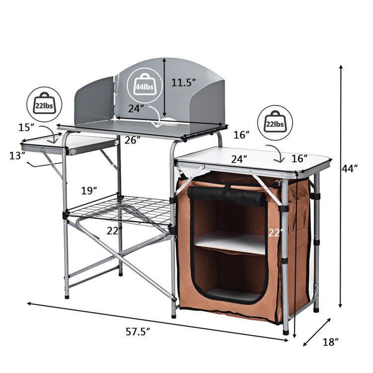 Foldable Outdoor BBQ Portable Grilling Table with Windscreen Bag - Renee Lane Company