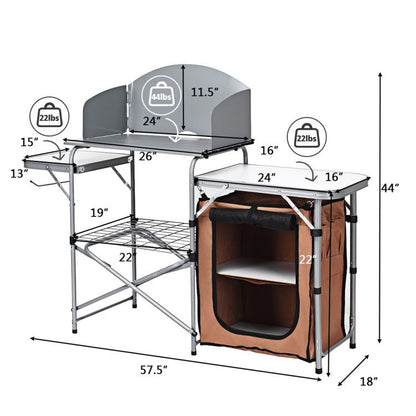 Foldable Outdoor BBQ Portable Grilling Table with Windscreen Bag - Renee Lane Company