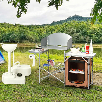 Foldable Outdoor BBQ Portable Grilling Table with Windscreen Bag - Renee Lane Company