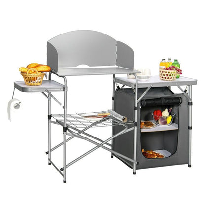 Foldable Outdoor BBQ Portable Grilling Table with Windscreen Bag - Renee Lane Company
