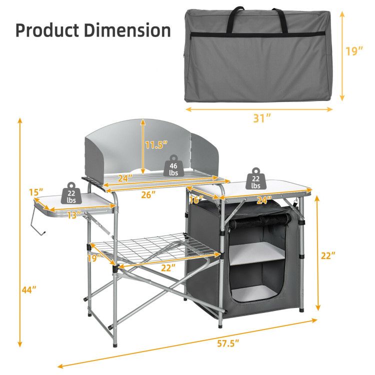 Foldable Outdoor BBQ Portable Grilling Table with Windscreen Bag - Renee Lane Company