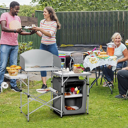 Foldable Outdoor BBQ Portable Grilling Table with Windscreen Bag - Renee Lane Company