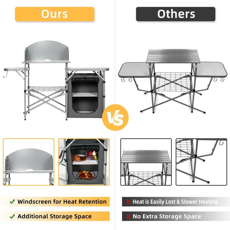 Foldable Outdoor BBQ Portable Grilling Table with Windscreen Bag - Renee Lane Company