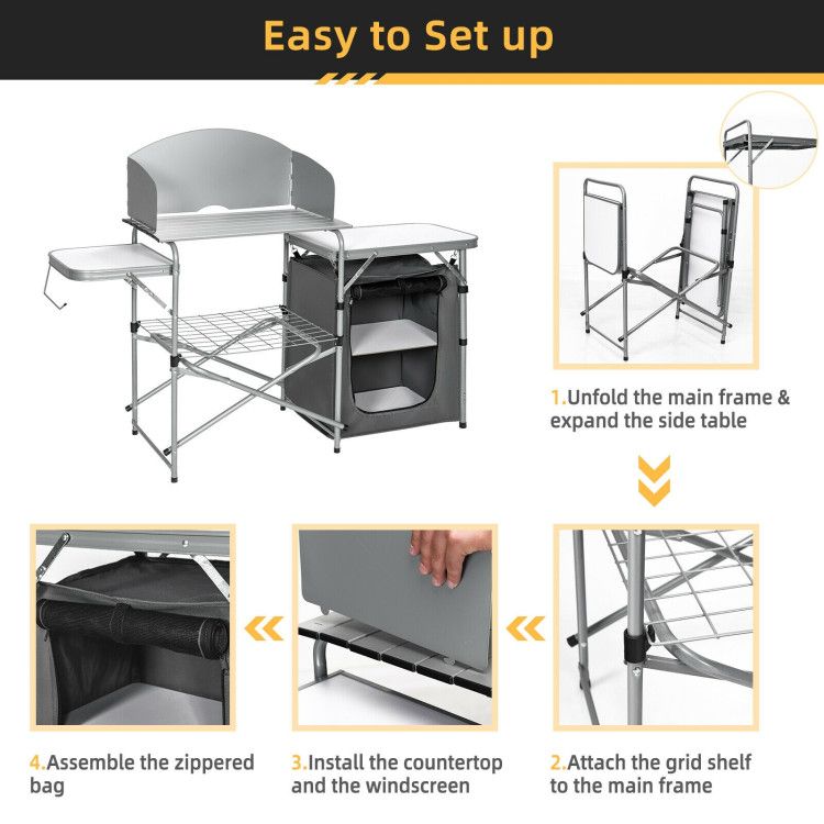 Foldable Outdoor BBQ Portable Grilling Table with Windscreen Bag - Renee Lane Company
