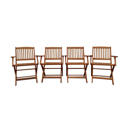 Foldable Patio Dining Set, 4 Folding Chairs, Indoor and outdoor universal, Teak - Renee Lane Company