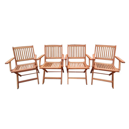 Foldable Patio Dining Set, 4 Folding Chairs, Indoor and outdoor universal, Teak - Renee Lane Company