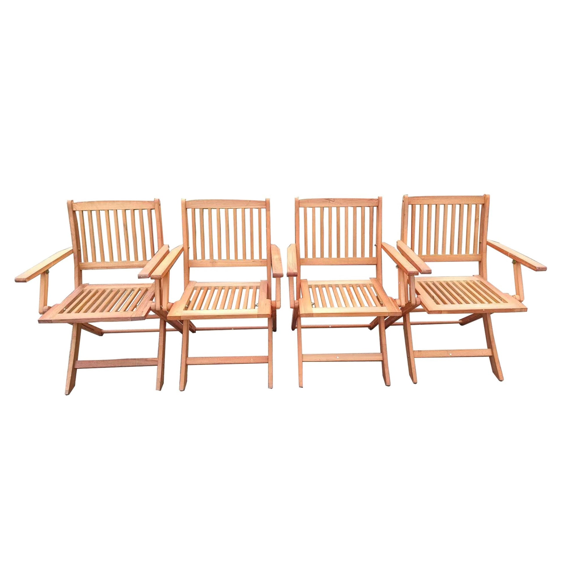Foldable Patio Dining Set, 4 Folding Chairs, Indoor and outdoor universal, Teak - Renee Lane Company