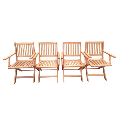 Foldable Patio Dining Set, 4 Folding Chairs, Indoor and outdoor universal, Teak - Renee Lane Company