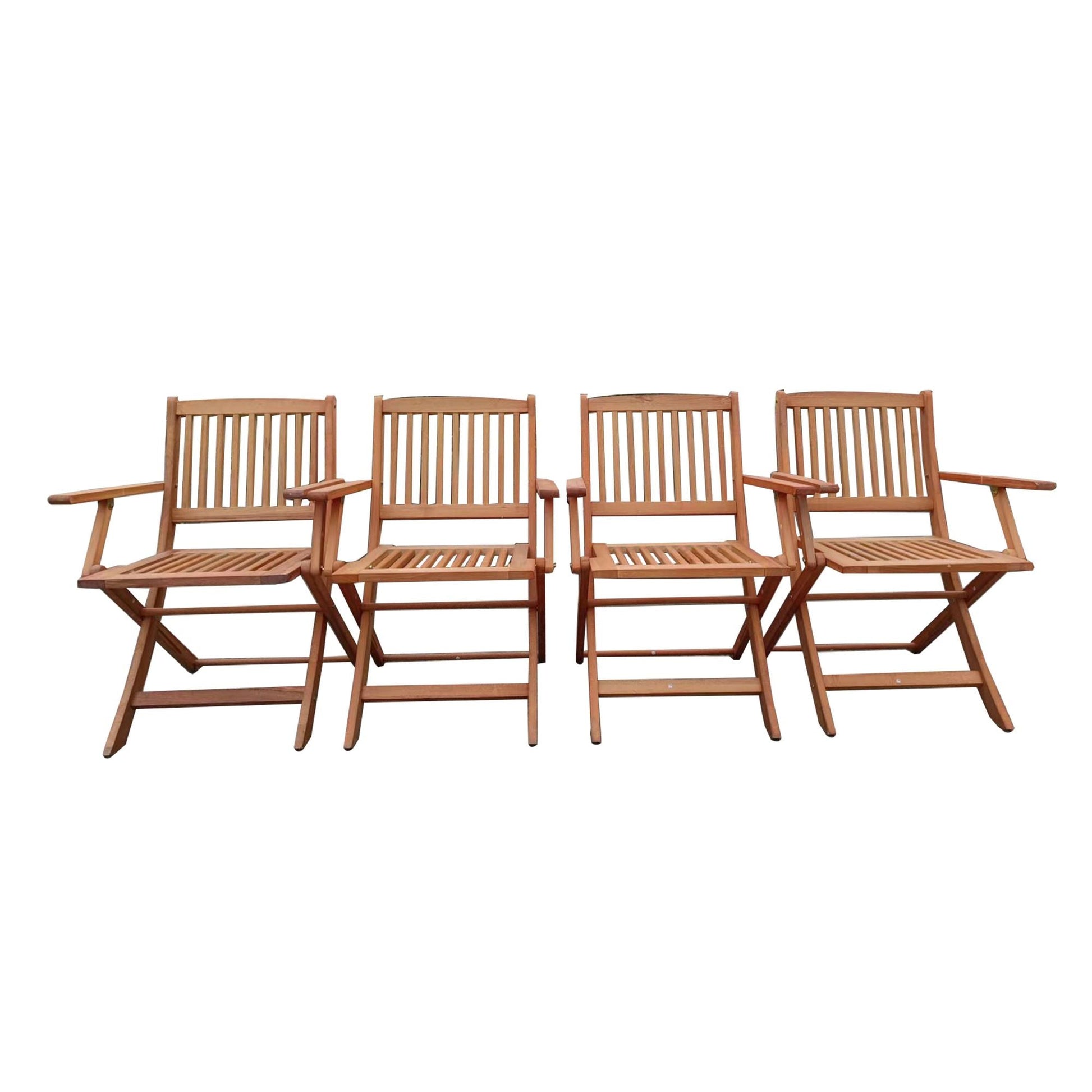 Foldable Patio Dining Set, 4 Folding Chairs, Indoor and outdoor universal, Teak - Renee Lane Company