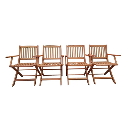 Foldable Patio Dining Set, 4 Folding Chairs, Indoor and outdoor universal, Teak - Renee Lane Company