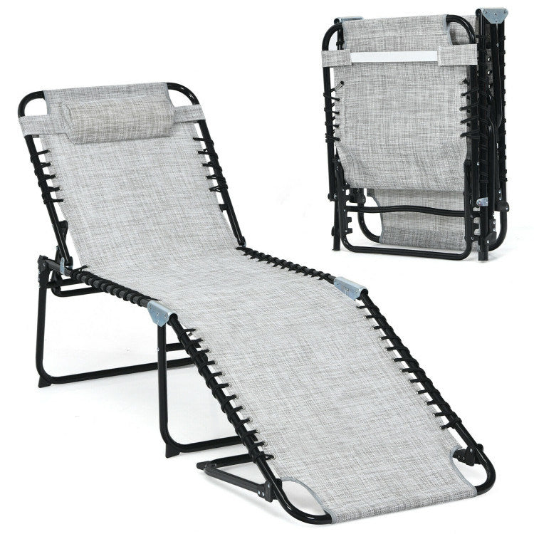 Foldable Recline Lounge Chair with Adjustable Backrest and Footrest - Renee Lane Company