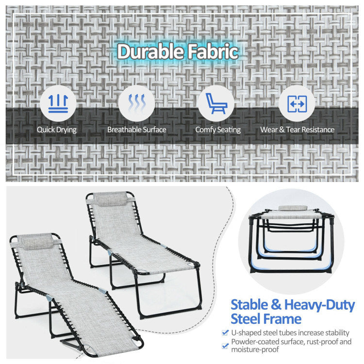 Foldable Recline Lounge Chair with Adjustable Backrest and Footrest - Renee Lane Company