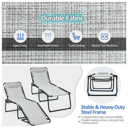 Foldable Recline Lounge Chair with Adjustable Backrest and Footrest - Renee Lane Company
