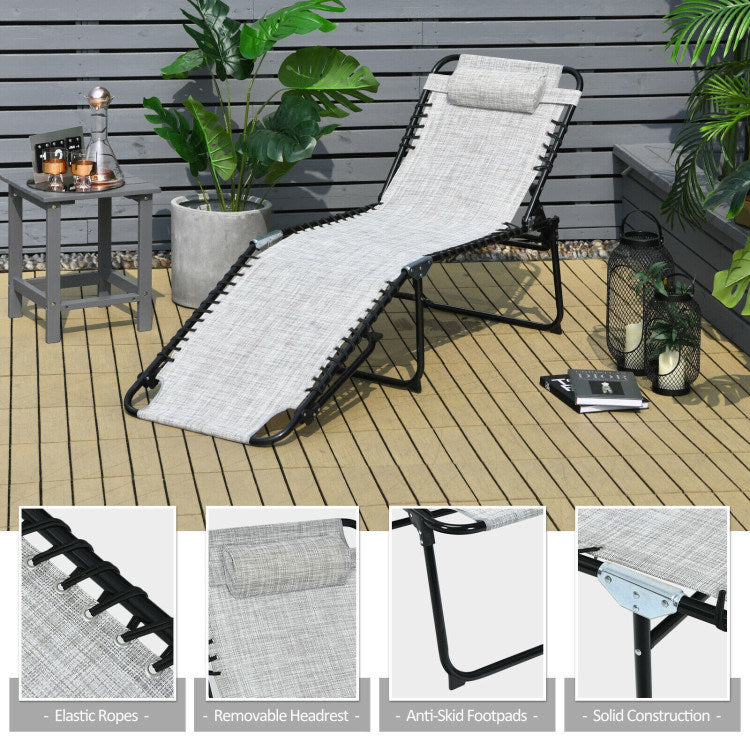 Foldable Recline Lounge Chair with Adjustable Backrest and Footrest - Renee Lane Company