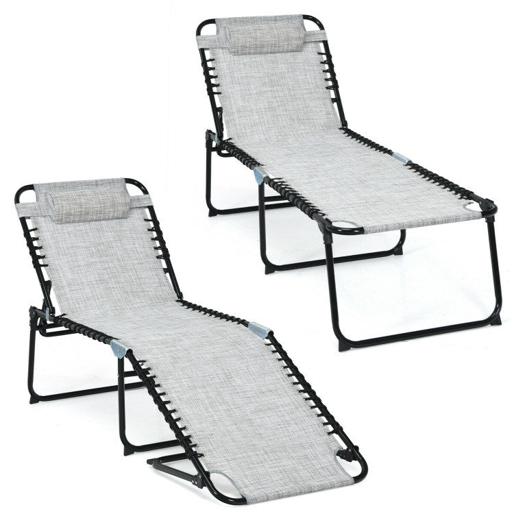 Foldable Recline Lounge Chair with Adjustable Backrest and Footrest - Renee Lane Company