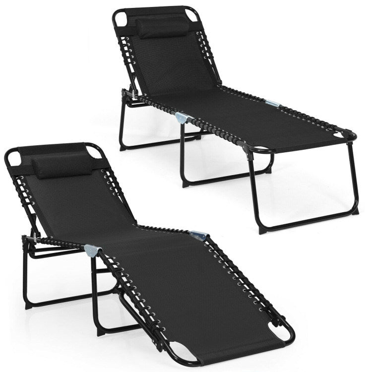 Foldable Recline Lounge Chair with Adjustable Backrest and Footrest - Renee Lane Company
