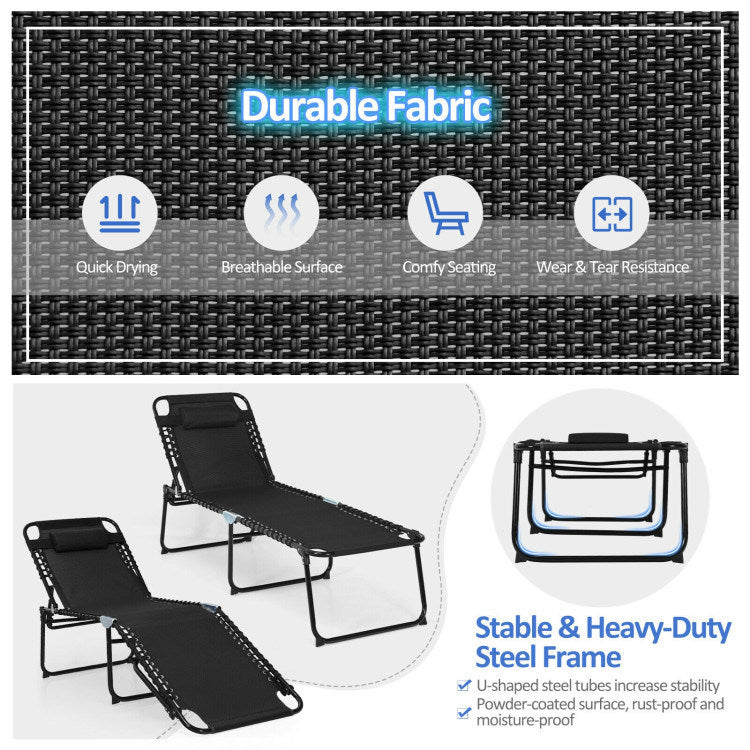 Foldable Recline Lounge Chair with Adjustable Backrest and Footrest - Renee Lane Company