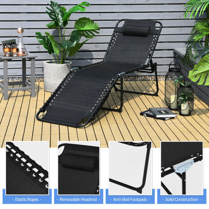 Foldable Recline Lounge Chair with Adjustable Backrest and Footrest - Renee Lane Company