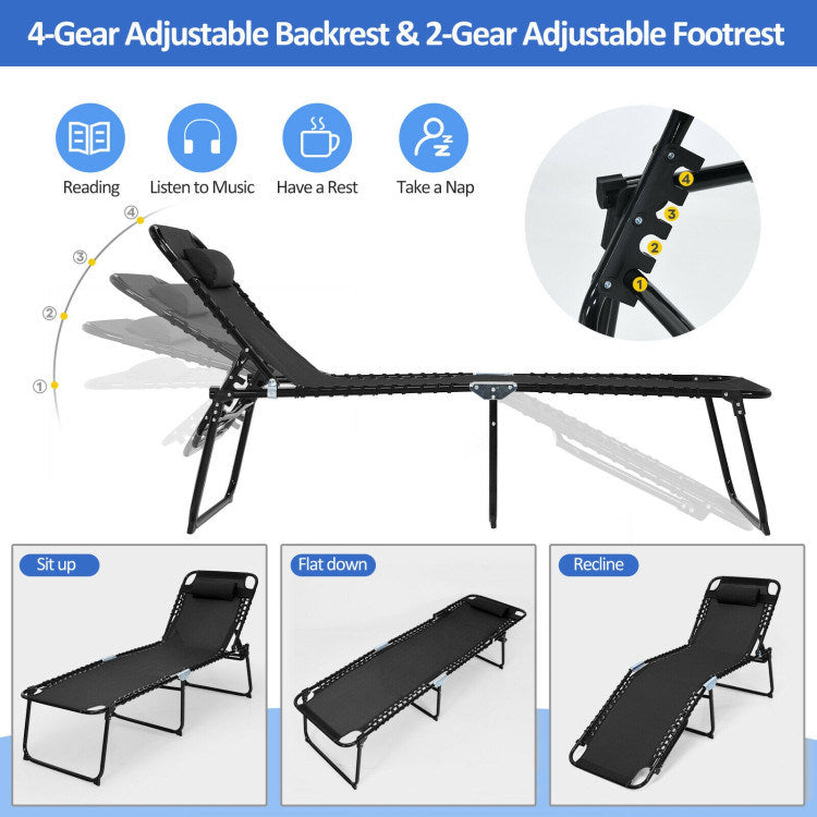 Foldable Recline Lounge Chair with Adjustable Backrest and Footrest - Renee Lane Company