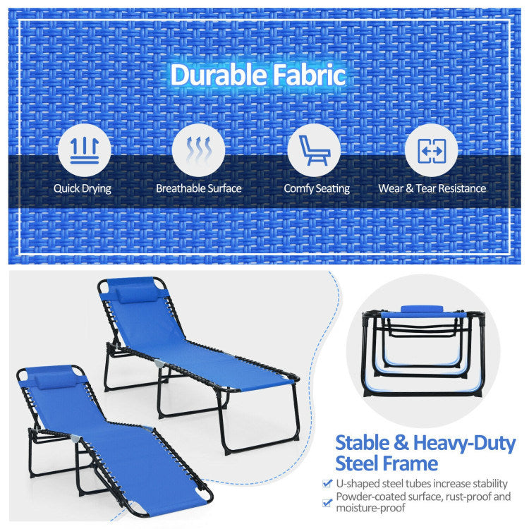 Foldable Recline Lounge Chair with Adjustable Backrest and Footrest - Renee Lane Company
