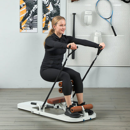 Foldable Sissy Squat Machine, Hip Thrust Machine with Push Up Stand, Multipurpose Glute Workout Equipment, White - Renee Lane Company